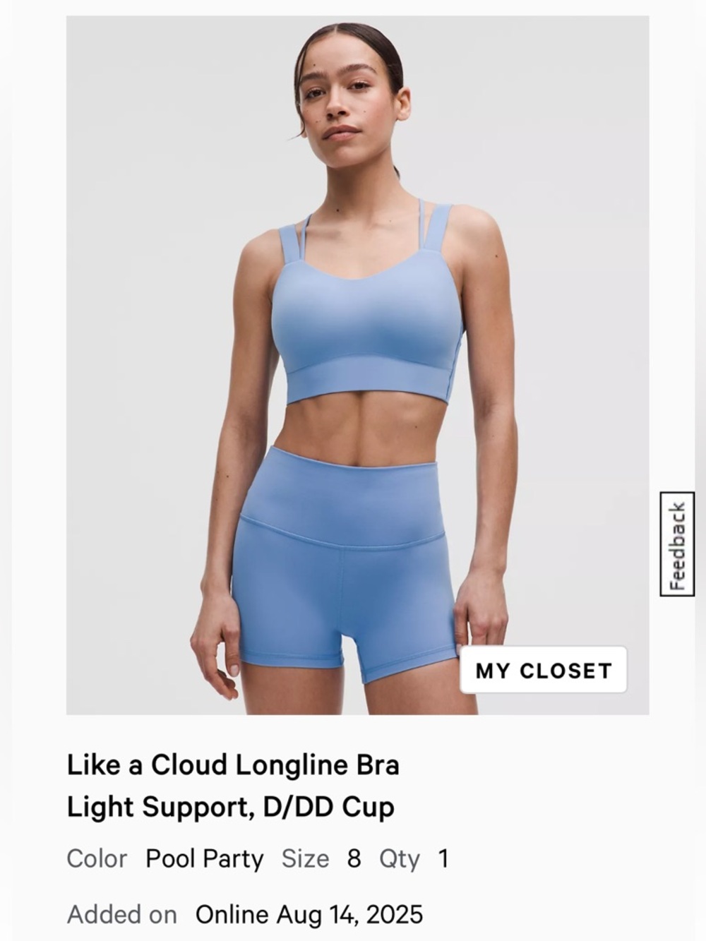 Lululemon “Like a cloud” longline d/dd bra